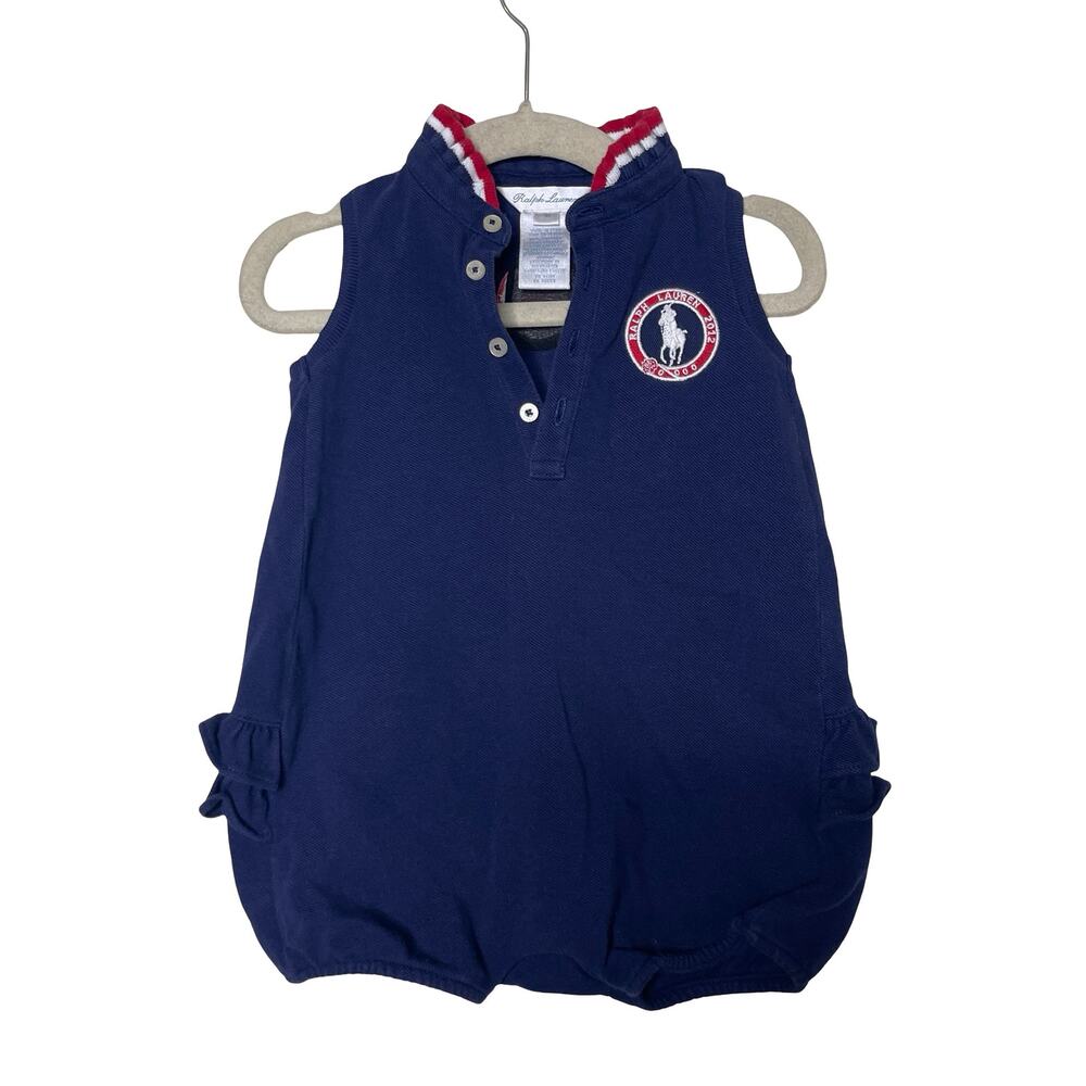 Ralph Lauren Olympic Team Navy Ruffle bodysuit sz 9M